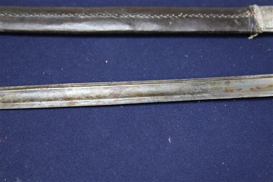 A 19th century silver mounted shasqua, probably Caucasian, sword 35in.
